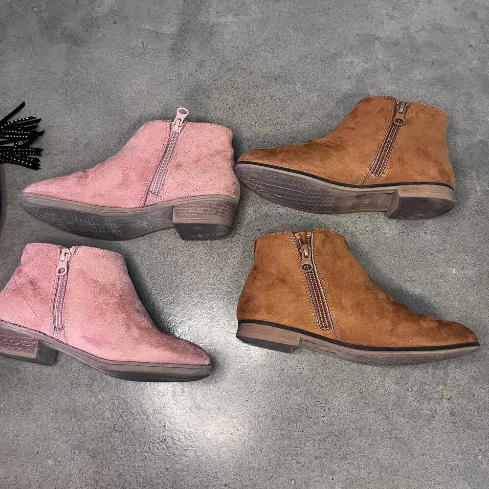 Cat & Jack brown pink Wonder Nation black suede boots bundle girls size 2